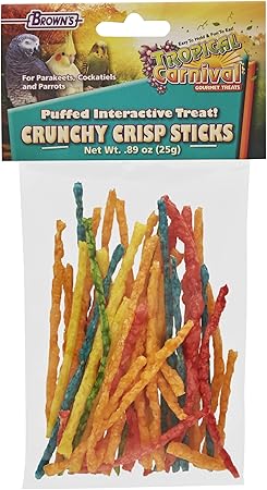FM Browns Tropical Carnival Crunchy Crisp Sticks Bird Treat – 0.89 oz (25 g) 1x8