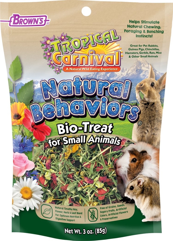 FM Browns Tropical Carnival Natural Behaviors Bio Treats for Small Animals – 3 oz (85 g) 1x6