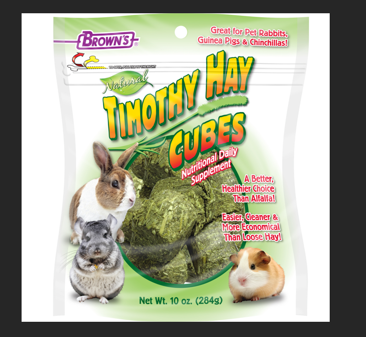 FM Browns Tropical Carnival Natural Behaviors Alfalfa Cravins Timothy Hay Cubes – 10 oz (283 g) 1x8