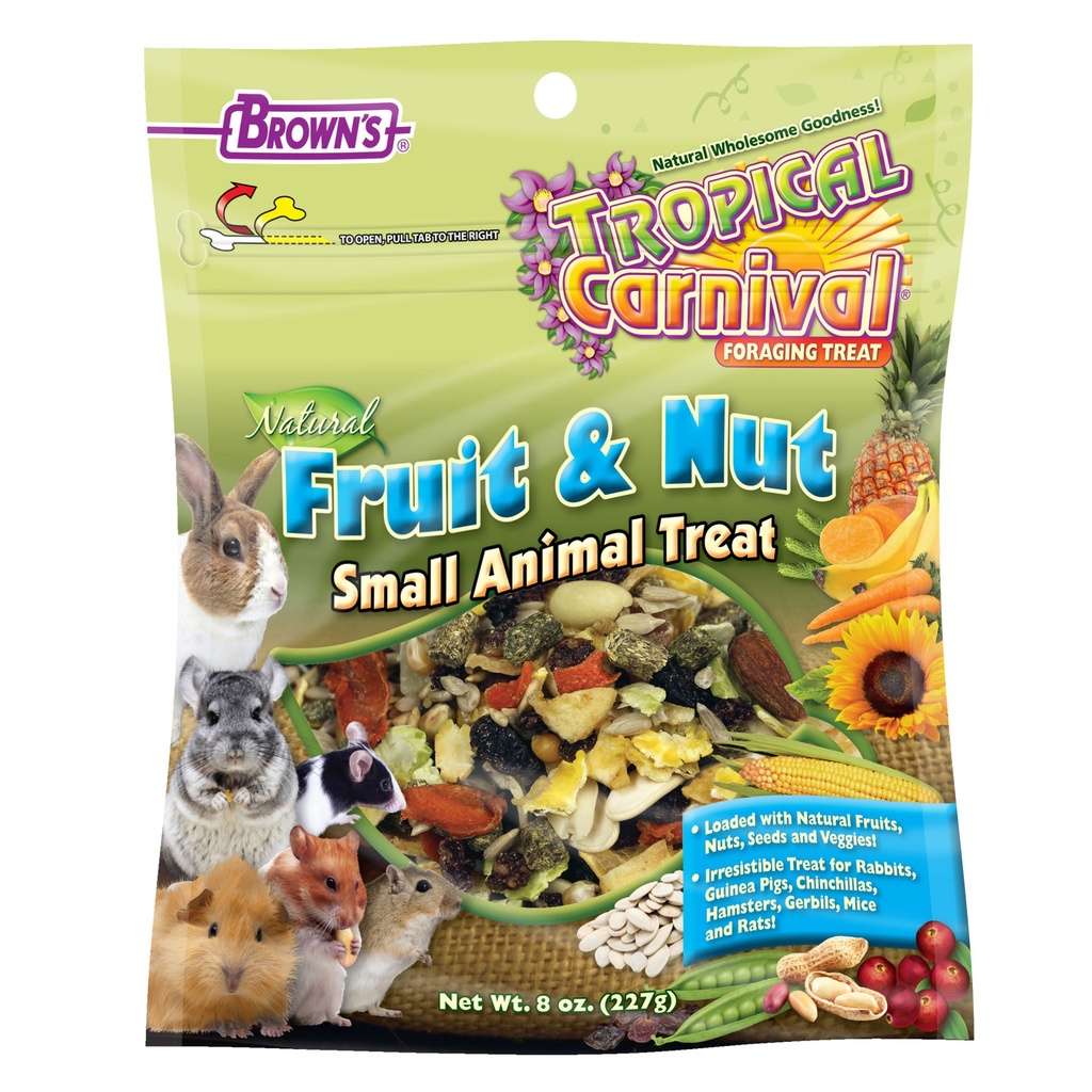 FM Browns Tropical Carnival Natural Fruit & Nut Small Animal Treat – 8 oz (227 g) 1x8