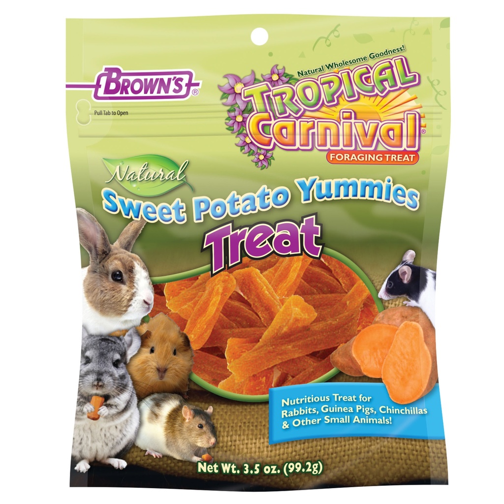 FM Browns Tropical Carnival Natural Sweet Potato Yummies Small Animal Treat – 3.5 oz (99 g) 1x8