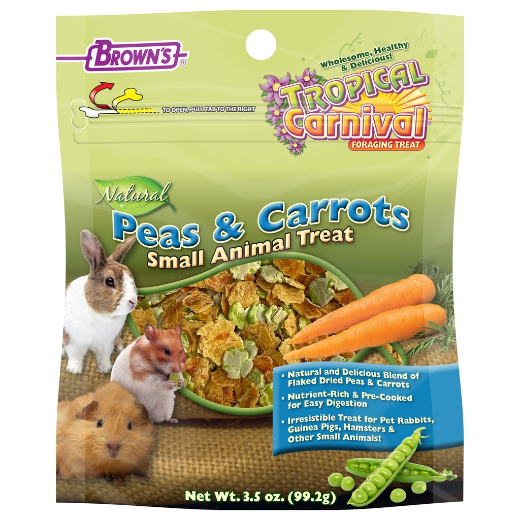 FM Browns Tropical Carnival Natural Peas & Carrots Small Animal Treat – 3.5 oz (99 g) 1x8