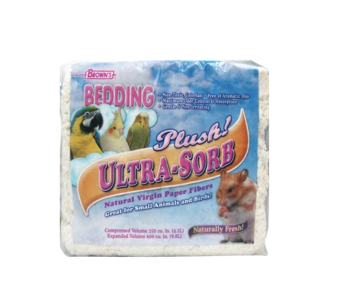 FM Browns Ultra-Sorb Plush! Pulp Fiber Bedding – 250 cu in (4.1 L Compressed / Expands to 600 cu in) 1x12