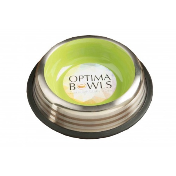 Optima Premium Platinum Dog/Cat No-tip, Lined Bowl Green 1.8Ltr
