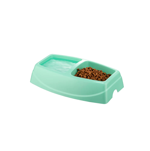 Pets.Love.Earth Dubex Plastic Double Bowl – Light Green