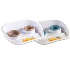 Stefanplast Dog/Cat Plastic No Mess Bowl Set of 2-Powder Pink 

