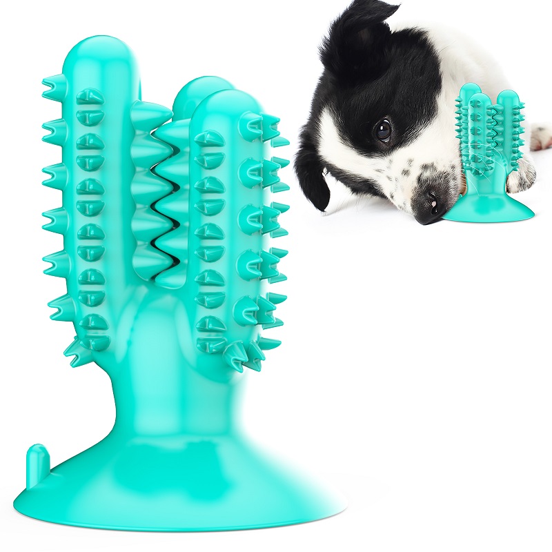 Cactus-Shaped Dog Toothbrush Lake Blue 128x92x92mm
