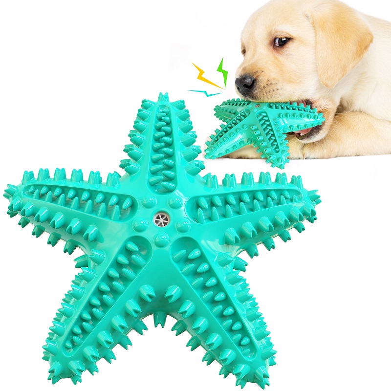 Squeaker Starfish Dog Toothbrush L. Blue  165x160x41mm