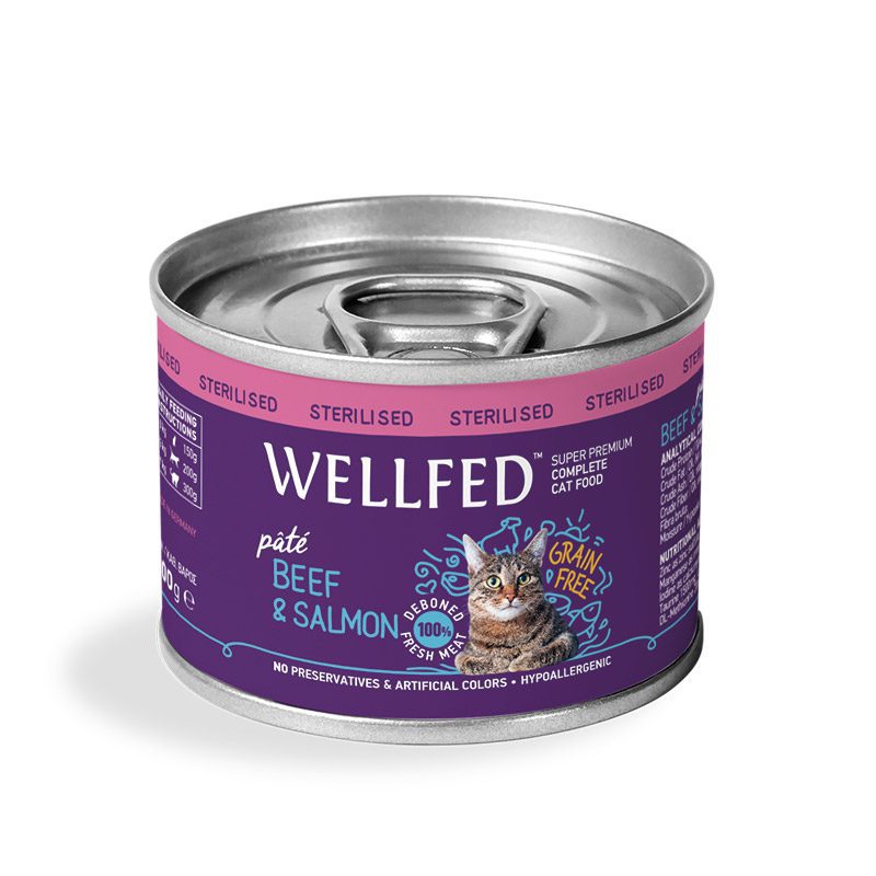 Wellfed ADULT Sterilised Beef & Salmon 200g CAT