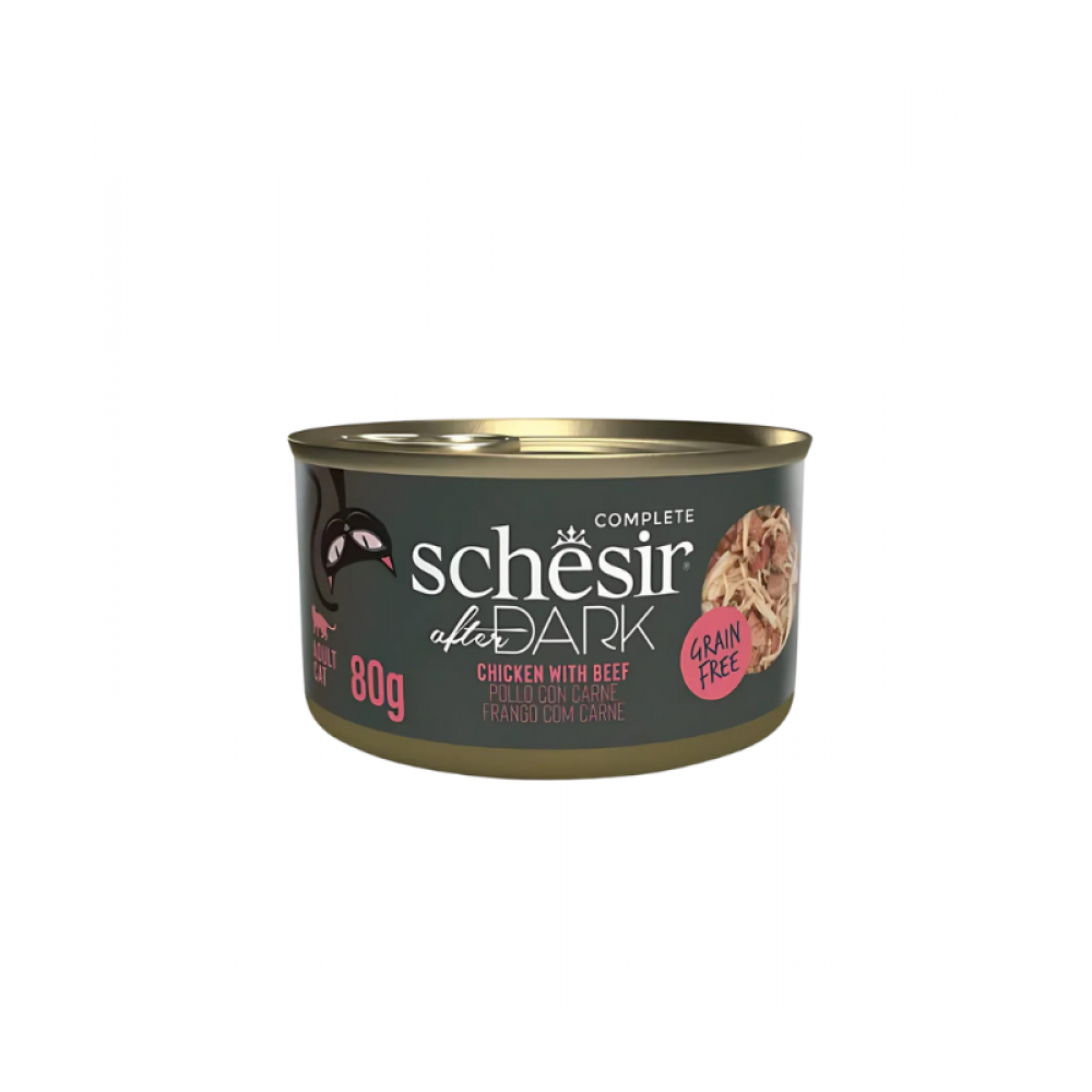 Schesir After Dark Wholefood Cat Can – Chicken with Beef - 80g (1*12) 