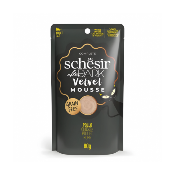 Schesir After Dark Cat Food - Chicken Velvet Mousse - 80g Pouch (1*12)