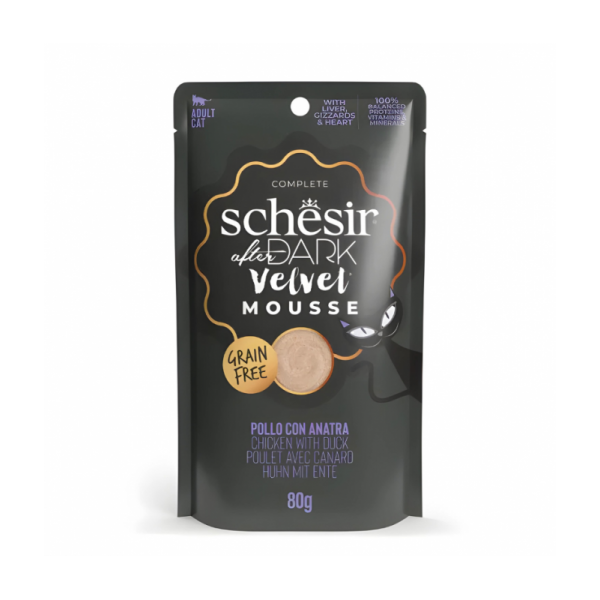 Schesir After Dark Velvet Mousse Cat Pouch – Chicken with Duck - 80g (1*12)