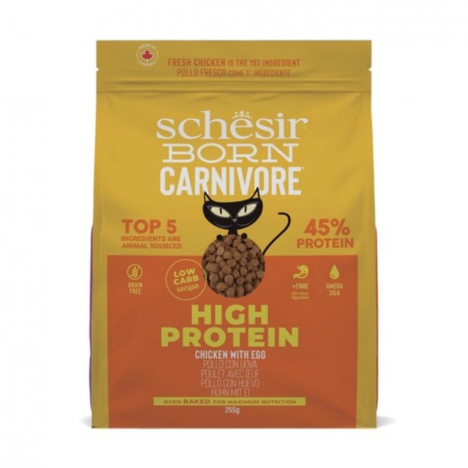 Schesir Born Carnivore Dry Cat Food - Chicken & Egg -Bag 255g (1*8)