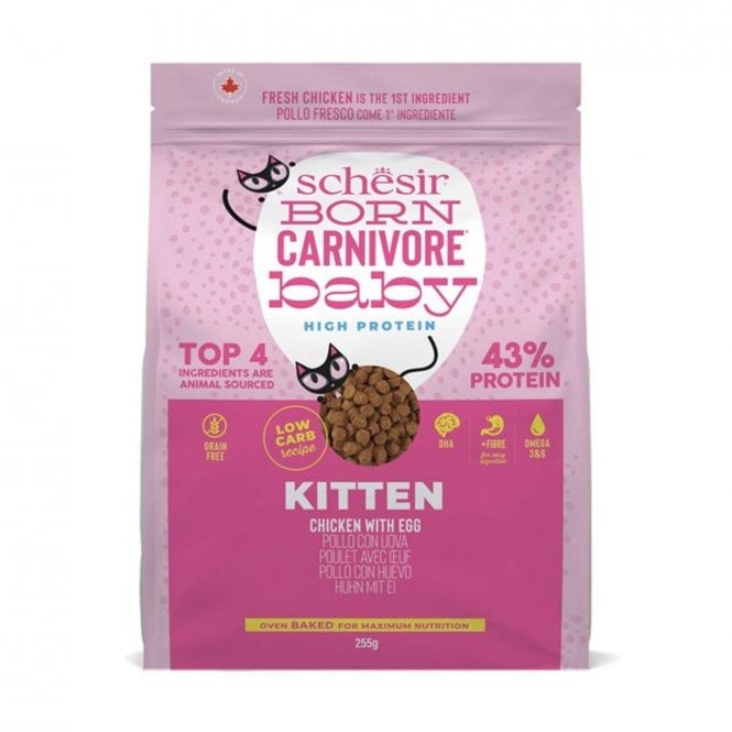 Schesir Born Carnivore Dry Kitten Food - Chicken & Egg -Bag 255g (1*8)