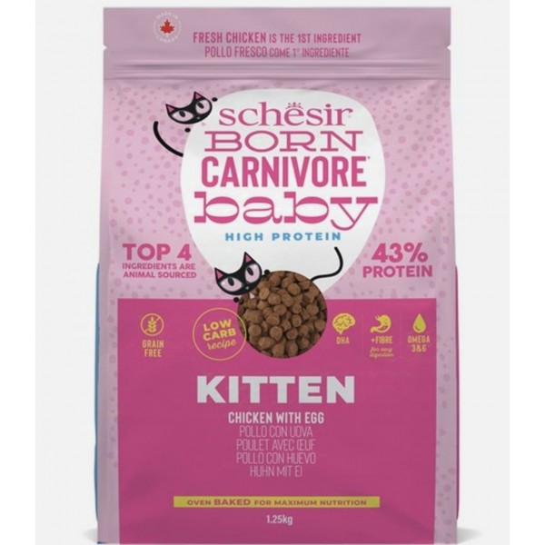 Schesir Born Carnivore Dry Kitten Food - Chicken & Egg - Bag 1.25kg (1*6)