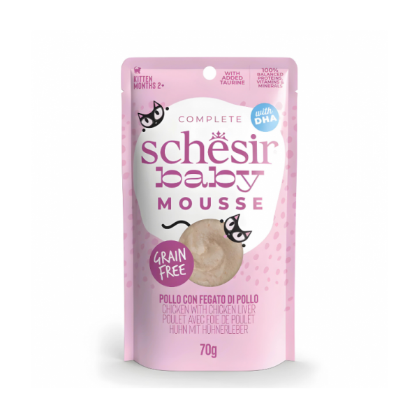 Schesir Baby Cat – Chicken with Liver Mousse in Pouch 70g (1*12)