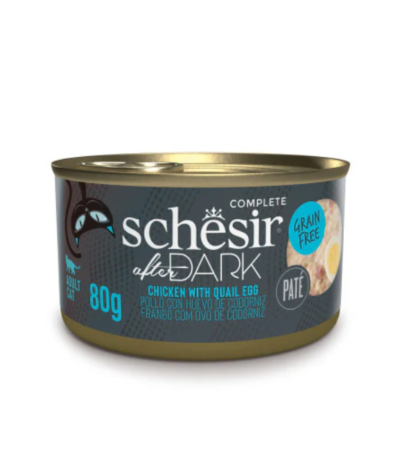 Schesir After Dark Cat Food - Chicken & Quail Egg Pâté - 80g Can (1*12)
