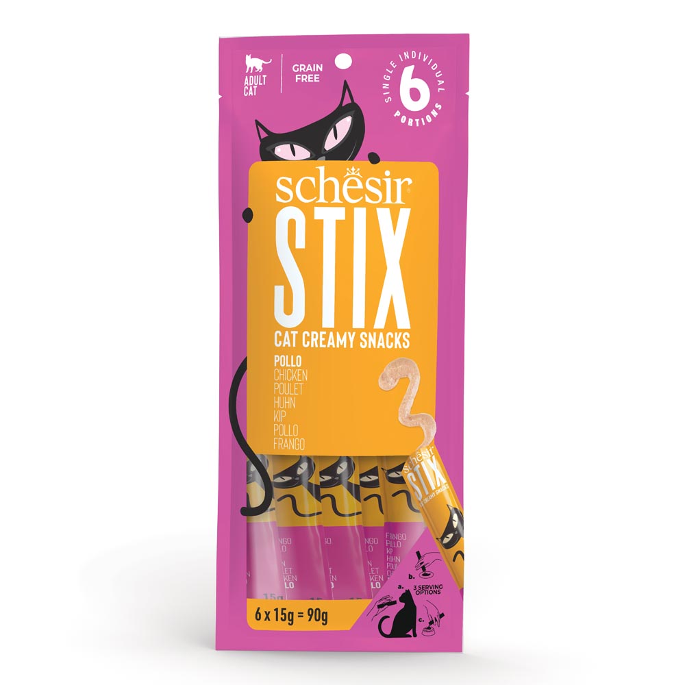 Schesir Stix Cream Treat Snack - Chicken Flavor - 6x15g (1*12)