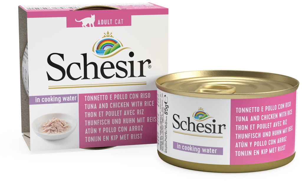 Schesir Cat Food - Tuna & Chicken with Rice (Natural Style) - 85g Can (1*56)