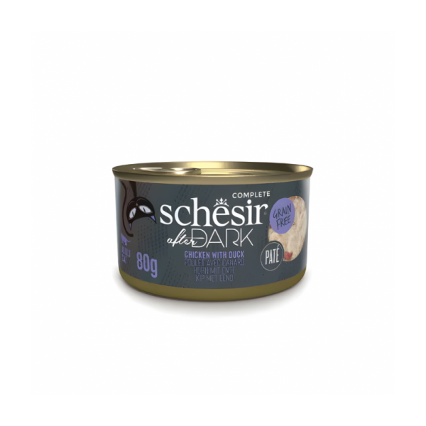 Schesir After Dark Cat Food - Chicken & Duck Pâté - 80g Can (1*12)