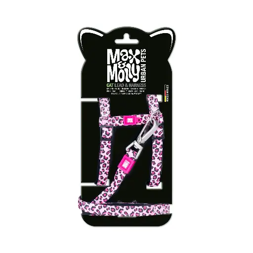 [Max & Molly] Cat Harness/Leash Set - Leopard Pink/1 Size