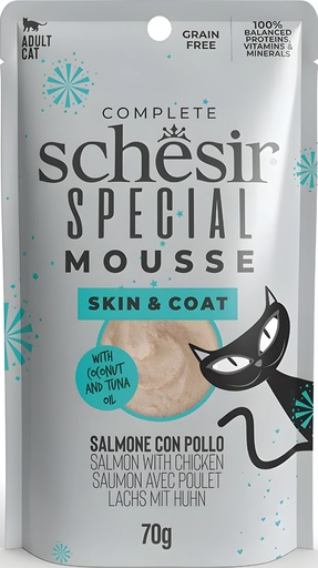 Schesir Special Skin & Coat Cat Pouch - Salmon & Chicken Mousse - 70g (1*12)
