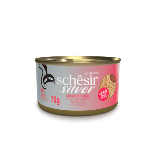 Schesir Silver Cat Can - Chicken & Duck Mousse with Shreds - 70g (1*12)