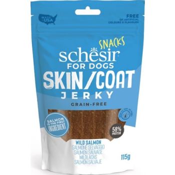 Schesir Dog Snack Pouch - Skin & Coat Salmon Jerky, 6 × 115g
