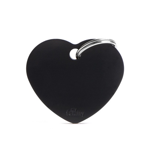 Basic Big Aluminum Black Heart ID Tag