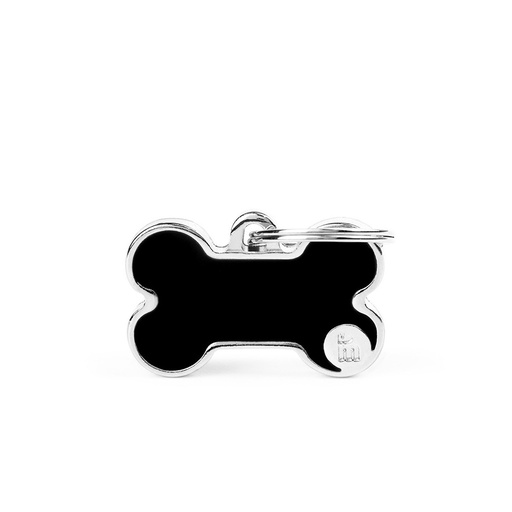 Basic Handmade Small Black Bone ID Tag