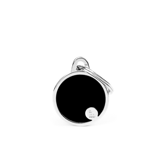 Basic Handmade Small Black Circle ID Tag
