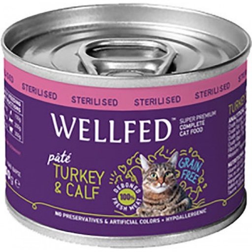 Wellfed  Adult Sterilised Turkey & Calf 200g Cat