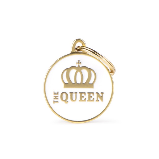 Charms White Satin The Queen ID Tag