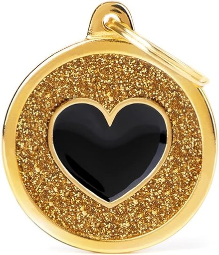 Large Glitter Circle Black Golden Gold Metal Shine