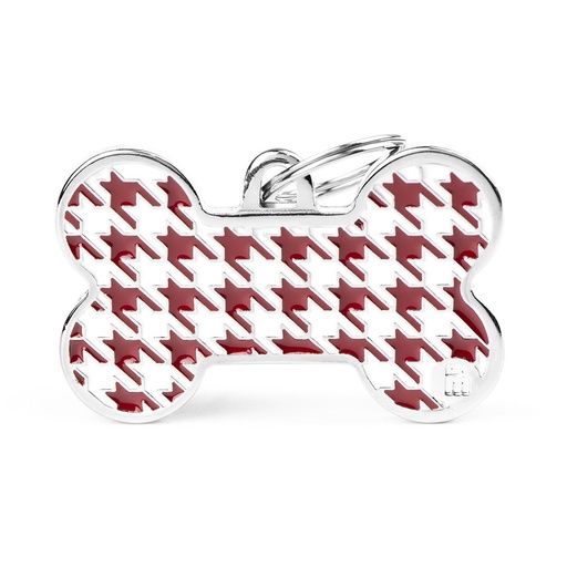 Style Pied de Poule XL Red Bone ID Tag