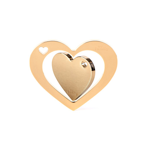 TwoGether Double Heart ID Tag in  GOLDEN Brass