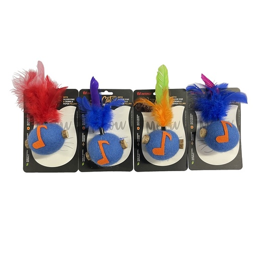 [25521] Music Ball Cat Toy With Silverline & Feather