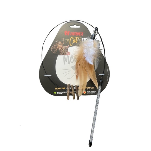 [25560] Cat Toy Dancer Stick With Silvervine & Feathers