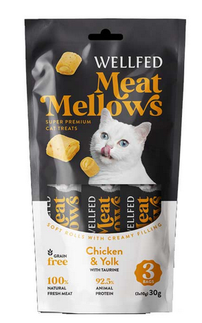 Wellfed Meat Mellows Cat Chicken & Yolk (3*10gr) 30gr