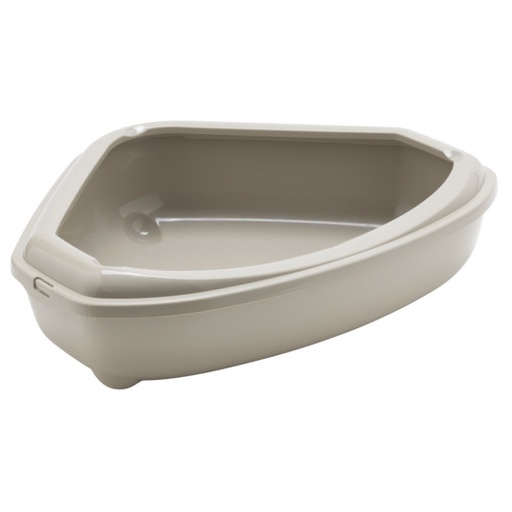 Moderna Adult Cat Corner Litter Tray+Rim Warm Gray