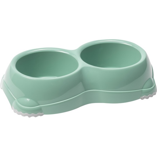 Moderna Double Smarty Plastic Non-Slip Pet Food Bowl 2 X 645Ml - Green