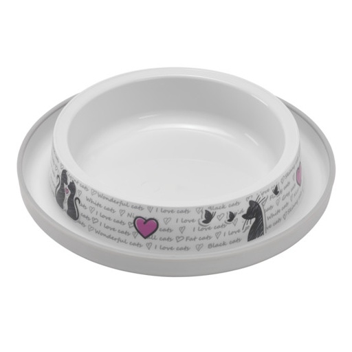 Moderna Cats In Love Trendy Dinner Bowl  Small, 350ml, Grey White