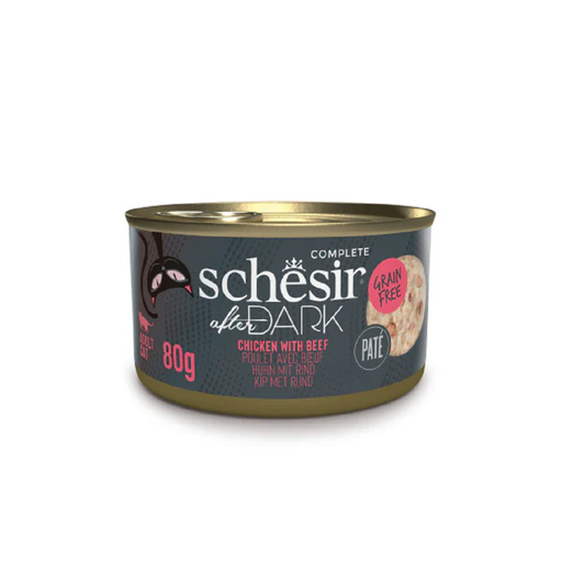 Schesir After Dark Cat Food - Chicken & Beef Pâté - 80g Can (1*12)