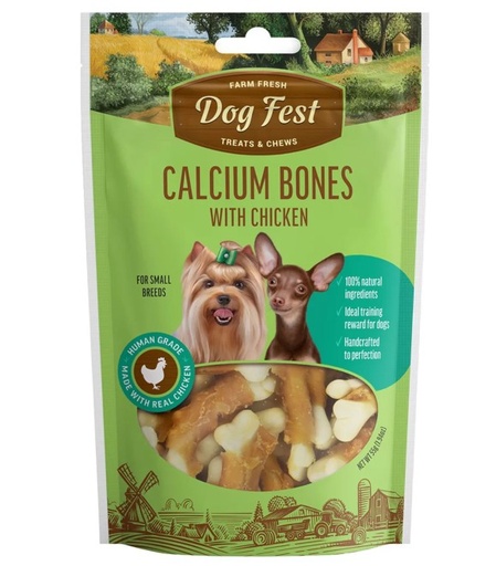 Dog Fest Calcium bones with chicken, for small breeds, 55g.-Chew Treat