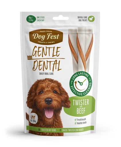 Dog Fest Dental Twister 13cm with beef for dogs 10-20kg, 90g -Treat