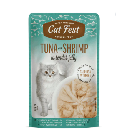Cat Fest Tuna with shrimp in tender jelly, 70g - Cat Wet Food 1*12