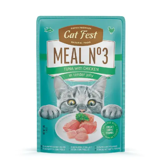 Cat Fest Tuna with Chicken in tender jelly Meal Nr3, 12 x 50g - Cat Wet Food