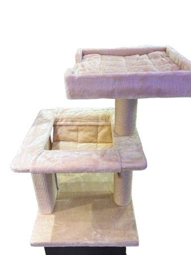 [Scratch It] Premium Cream Plush Cat Scratching Tree with White Sisal Rope and Sisal Carpet Base (58 × 58 × 95 cm)