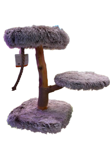 [Scratch It] Premium Natural Wood Cat Scratching Post with PV Plush Base and 5.0 mm Jute Rope (40 × 40 × 62 cm)