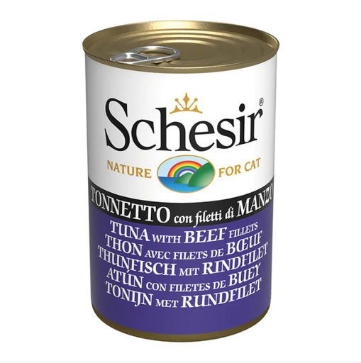 Schesir Cat Food - Tuna with Beef Fillets in Jelly - 140g Can (1*24)